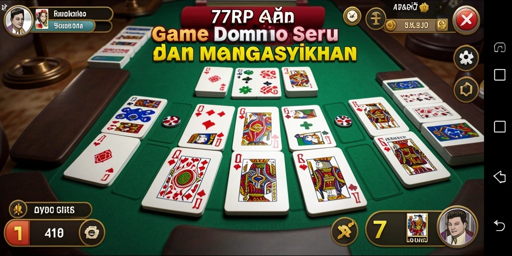 Screenshot utama 77RP menampilkan gameplay Domino yang seru.
