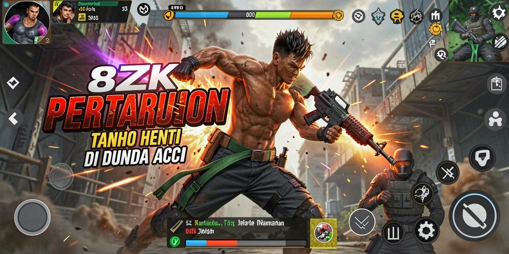 Tampilan seru dari gameplay aksi 8ZK yang mendebarkan.