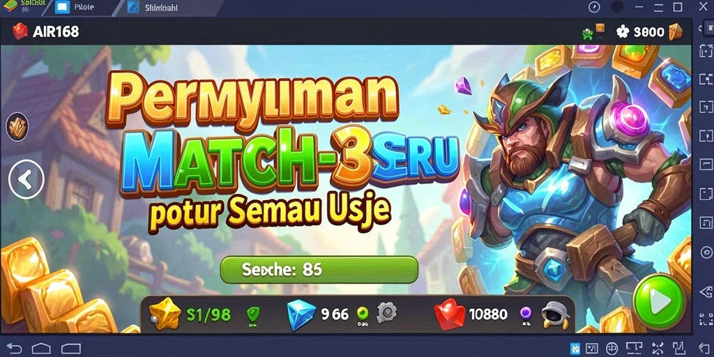 Screenshot gameplay dari AIR168 dengan tantangan Match-3 yang menarik.