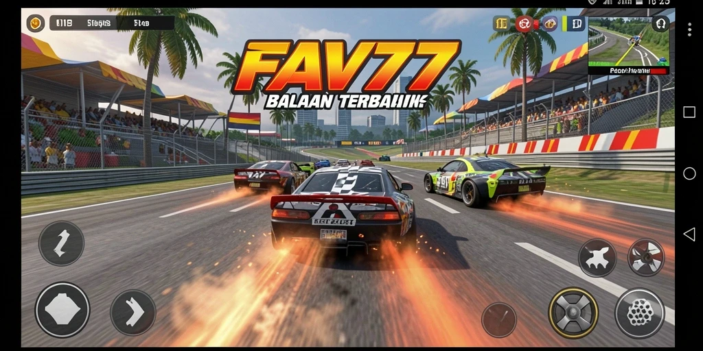 Tampilan gameplay seru FAV77 dengan aksi balapan yang menegangkan.