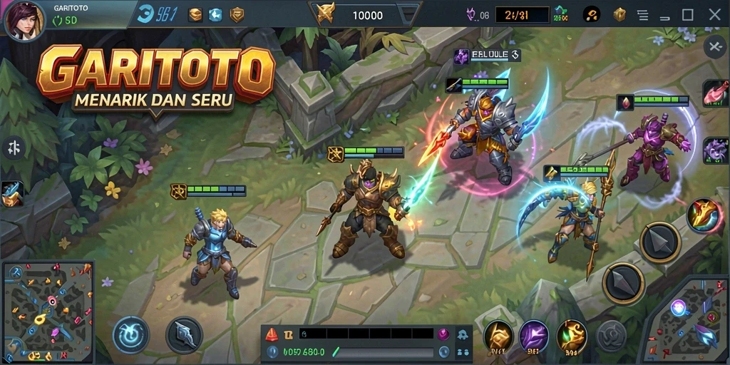 Screenshot GARITOTO menunjukkan aksi seru dalam pertempuran MOBA.