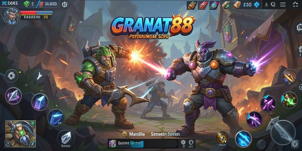 Tampilan aksi seru dalam permainan MOBA GRANAT88.