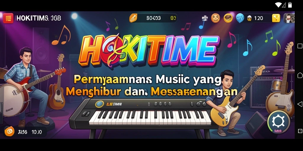 Screenshot HOKITIME menampilkan gameplay yang seru dengan lagu-lagu yang beragam.