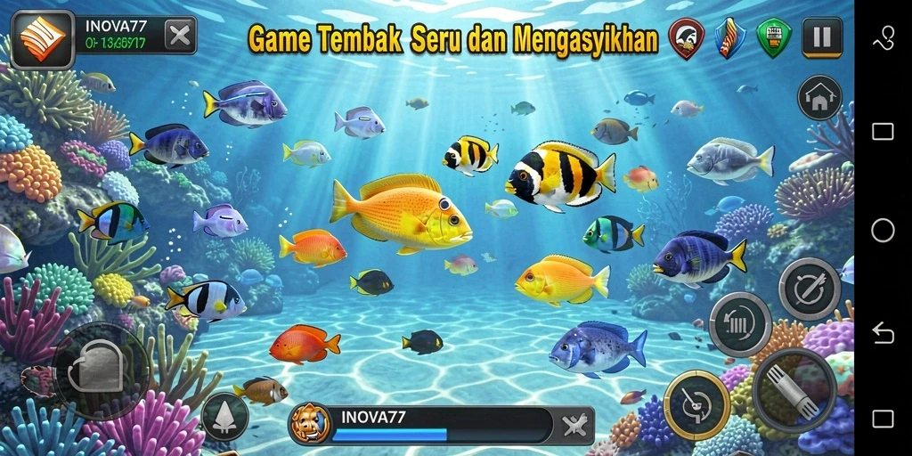 Screenshot utama dari gameplay seru Tembak Ikan INOVA77.