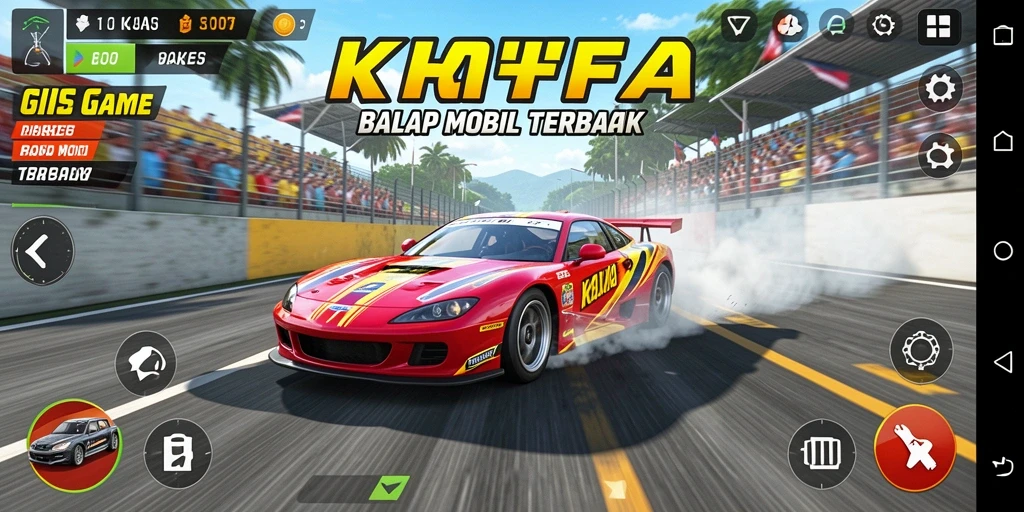 Tangkapan layar gameplay KETUA menampilkan aksi balap yang mendebarkan.