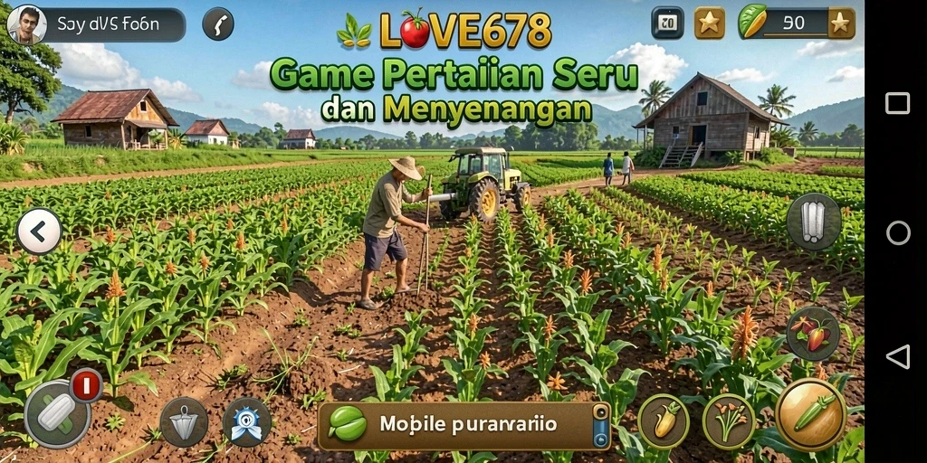 Tangkapan layar utama LOVE678 menampilkan gameplay bertani yang menarik.