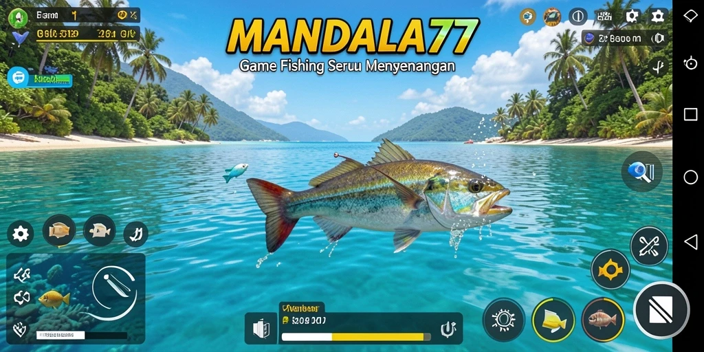 Tampilan menarik dari gameplay MANDALA77 saat memancing di danau.