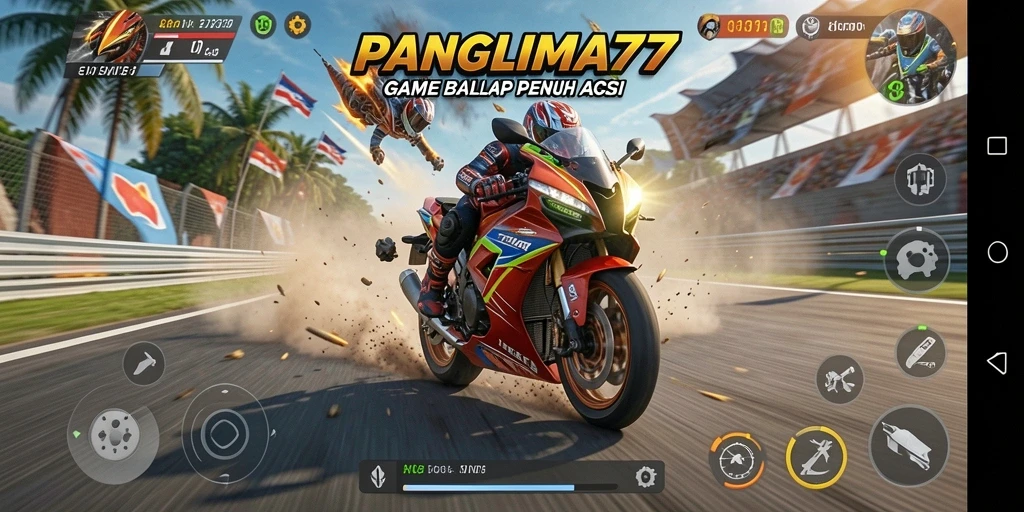 Tampilan gameplay balap motor yang seru dan menantang di PANGLIMA77.