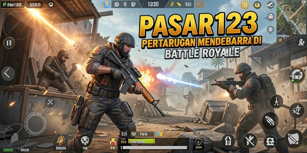 Tampilan aksi seru di PASAR123 dengan gameplay Battle Royale intens.