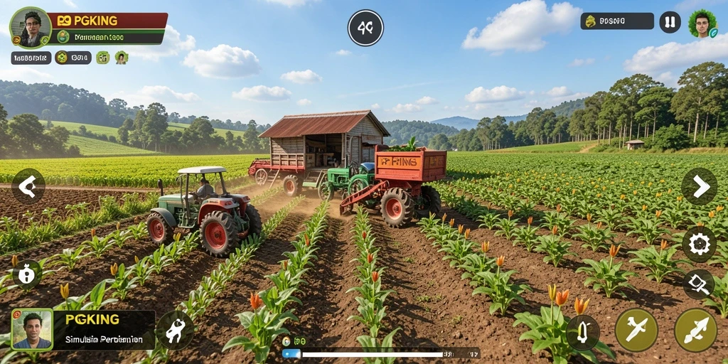 Tampilan permainan PGKING dengan ladang yang terawat baik.