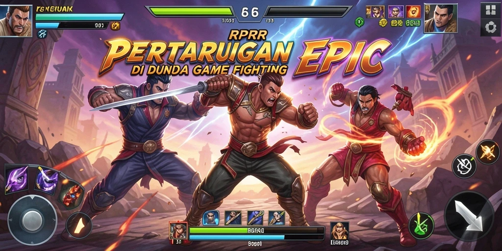 Screenshot gameplay RPRR menampilkan aksi pertarungan yang dinamis dan karakter berwarna-warni.