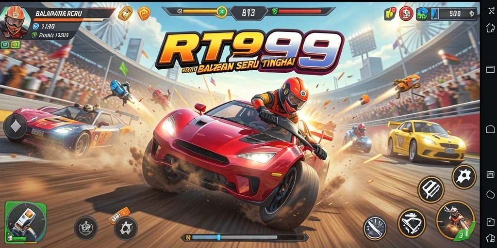 Gameplay RT99 menampilkan aksi balap yang mendebarkan di lintasan yang beragam.