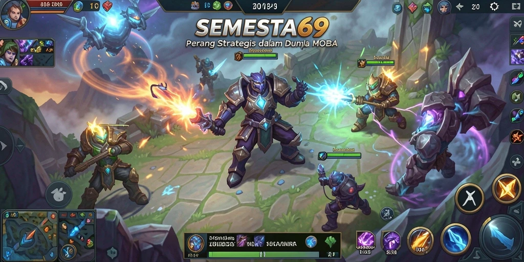 Tangkapan layar gameplay SEMESTA69 yang intens dengan pertarungan tim.