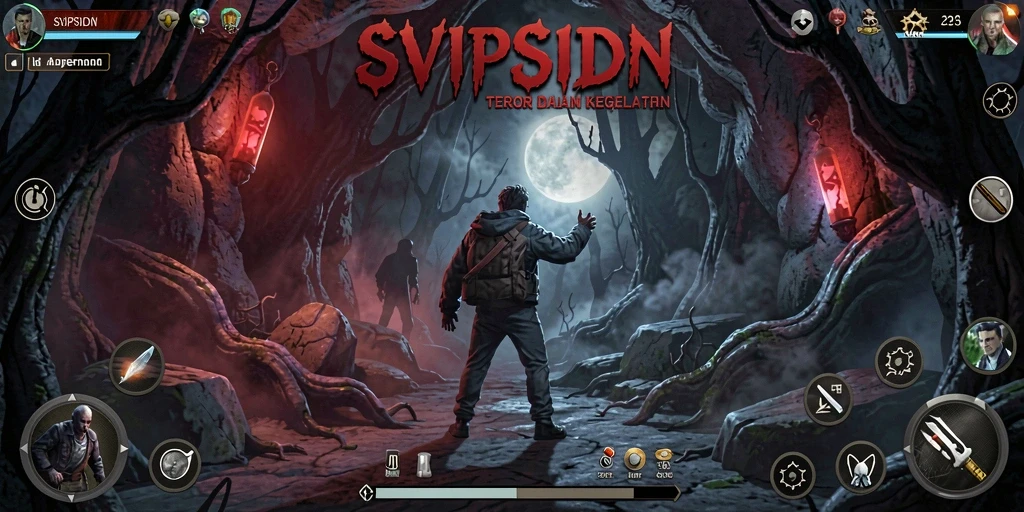Screenshot gameplay SVIPSIDN menampilkan suasana mencekam yang mengancam.